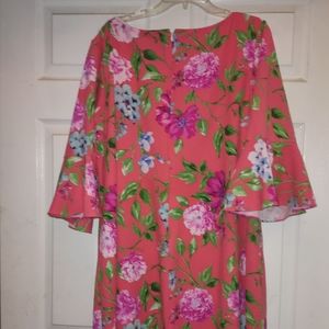 Pink Floral Bell Sleeve Dress Size 3X